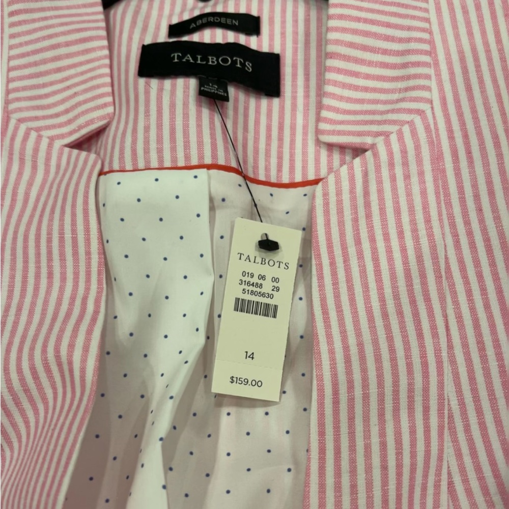Pink and white striped  brand new blazer